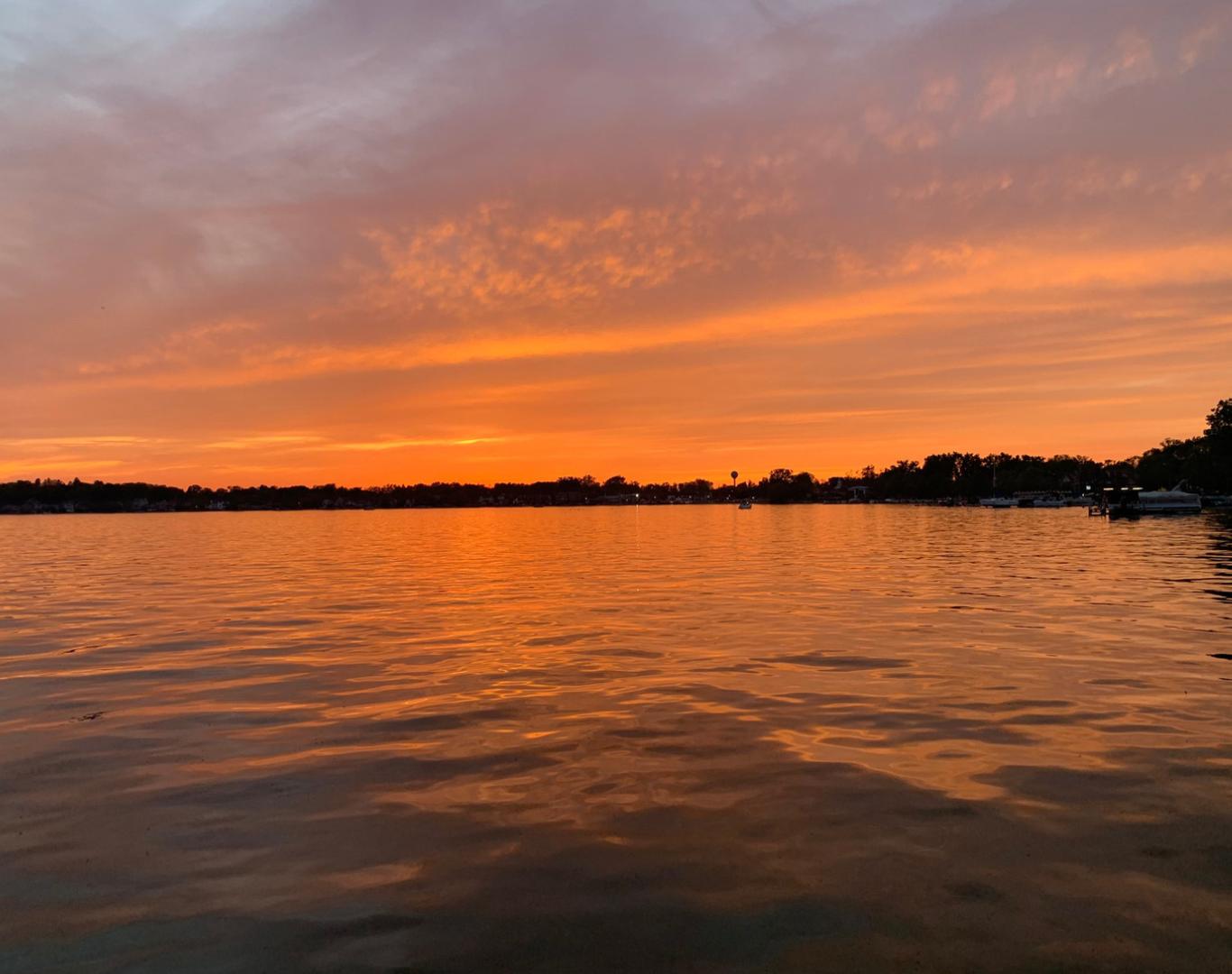 Orange sunset at Walled Lake, MI